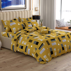 Mustard Yellow Geometric Patchwork Quilt Cover Set by Sateen - 7577