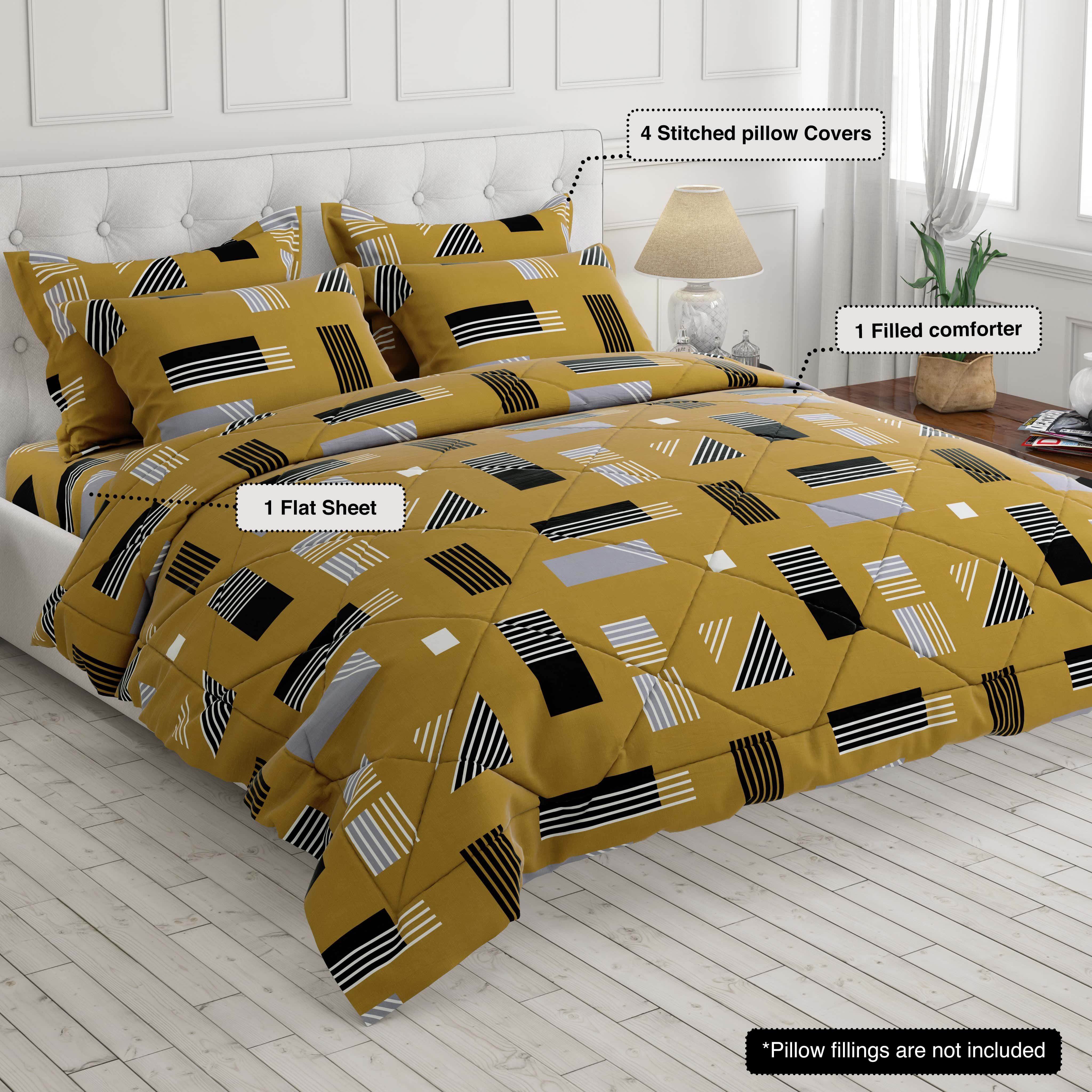 Sateen 6-pcs comforter set 7577 (Mustard)