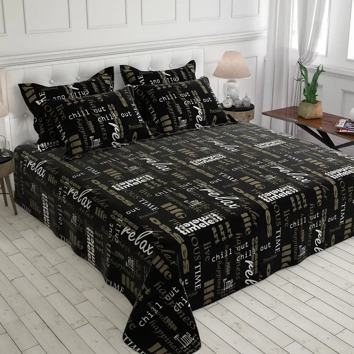 TYPOGRAPHY SATEEN BED SHEET
