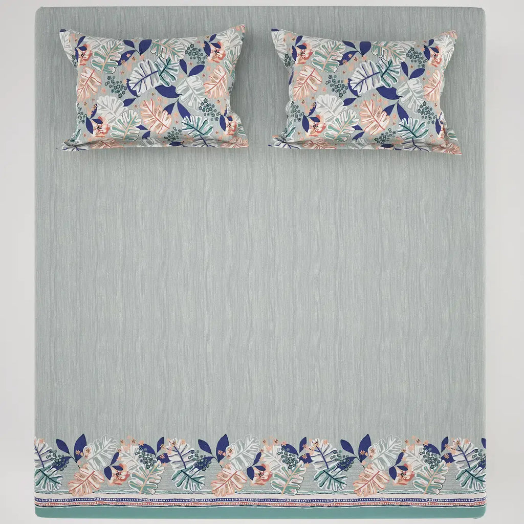 COASTAL FLORA SATEEN BED SHEET