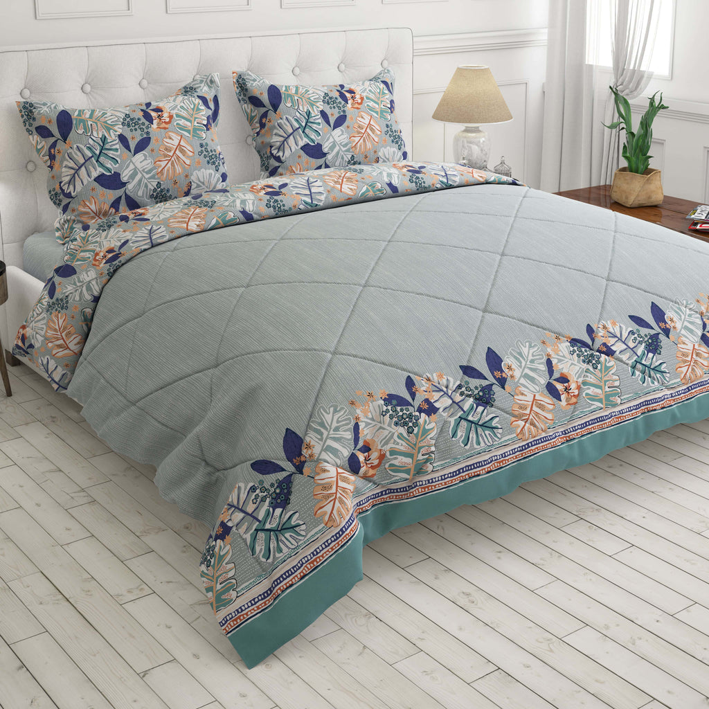 COASTAL FLORA SATEEN COMFORTER SET
