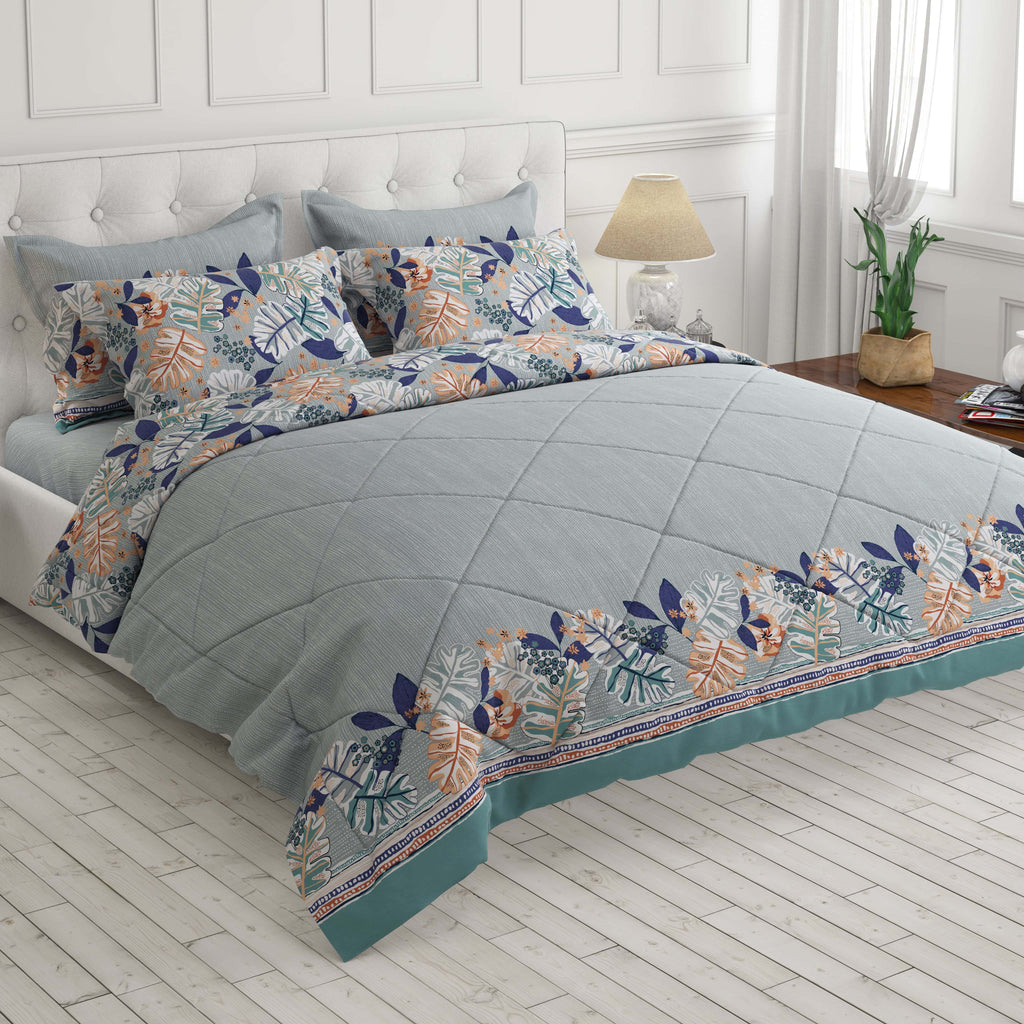 COASTAL FLORA SATEEN COMFORTER SET