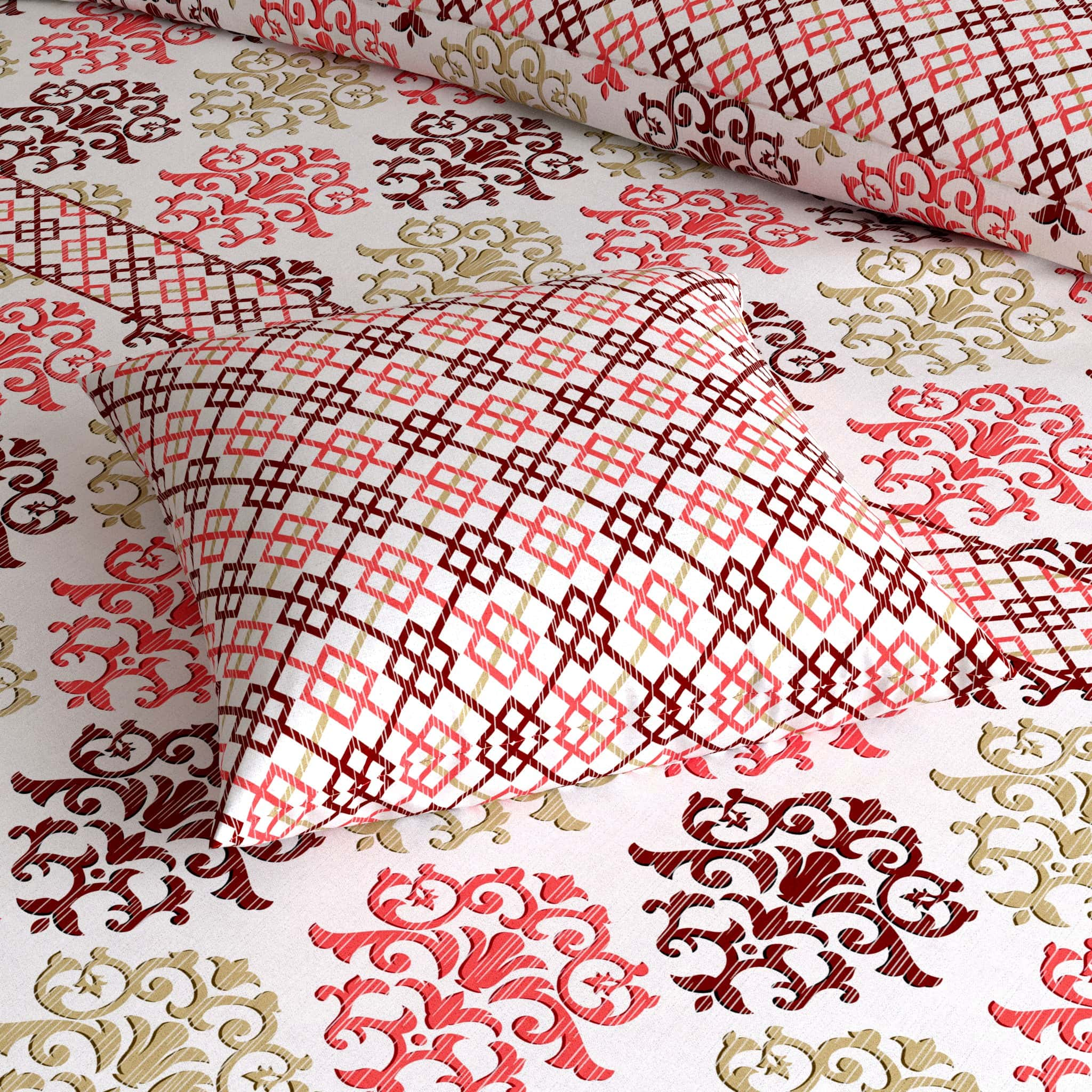 Xara Cream Damask Quilt Cover Set - 7605