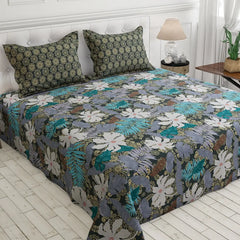 Xara White Floral Bed Sheet Set - 7607-7608