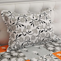 Xara Light Grey Floral Leafy Bed Sheet Set - 7627-7628