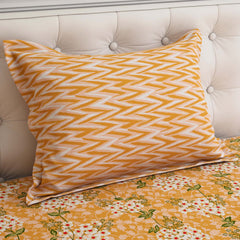 Xara Yellow Floral Striped Bed Sheet Set - 7647-7648