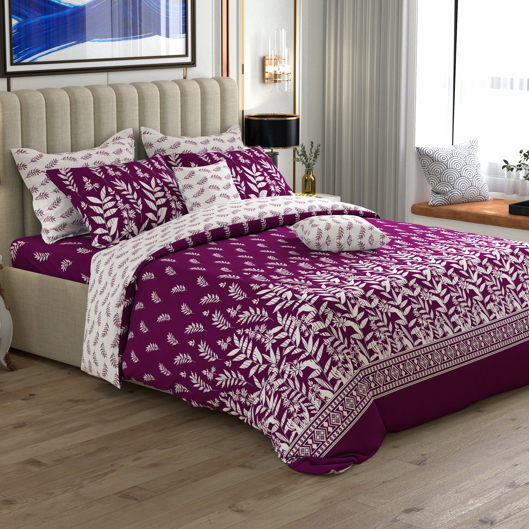 Buy GC GAVENO CAVAILIA Polycotton Duvet Cover Sets King Size, Super Soft  Reversible Triangle Cotton Blend Quilt Covers, Purple Online at  desertcartBahamas