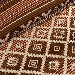Xara Brown Geometric Diamond Stripes Quilt Cover Set