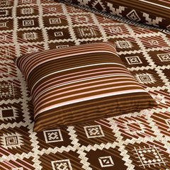 Xara Brown Geometric Diamond Stripes Quilt Cover Set