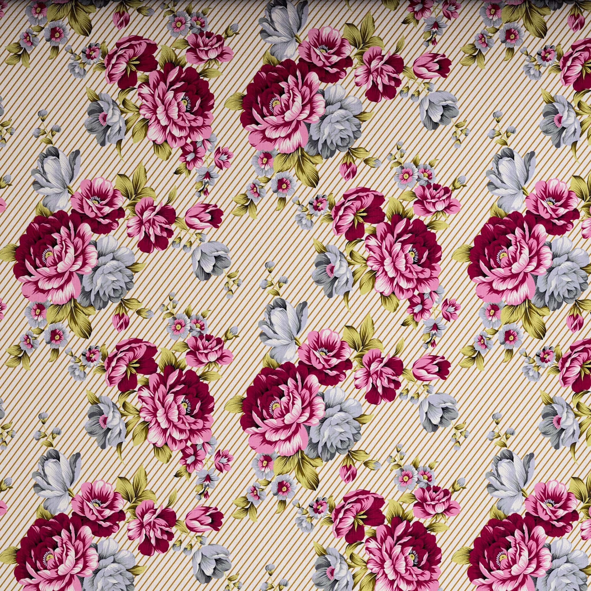 Xara Fawn Pink Floral Stripe Bed Sheet Set - 7677-7678
