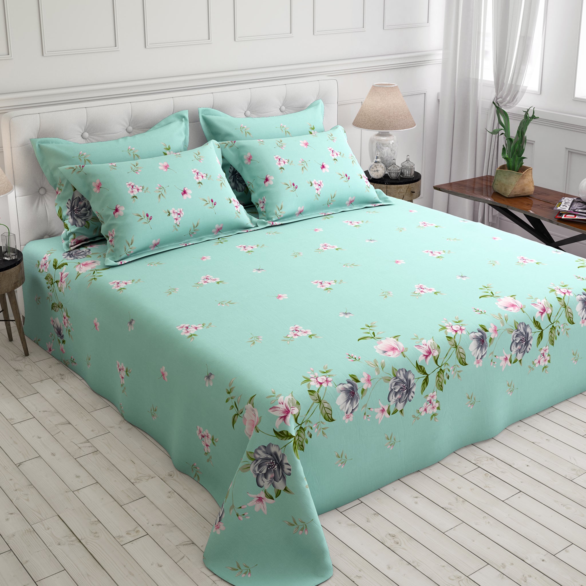 Ferozi Floral Bed Sheet Set by Xara - 7690-7691