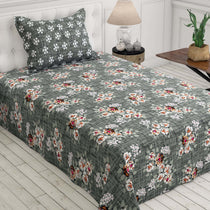 Xara Dark Grey Floral Bed Sheet Set - 7715-7716