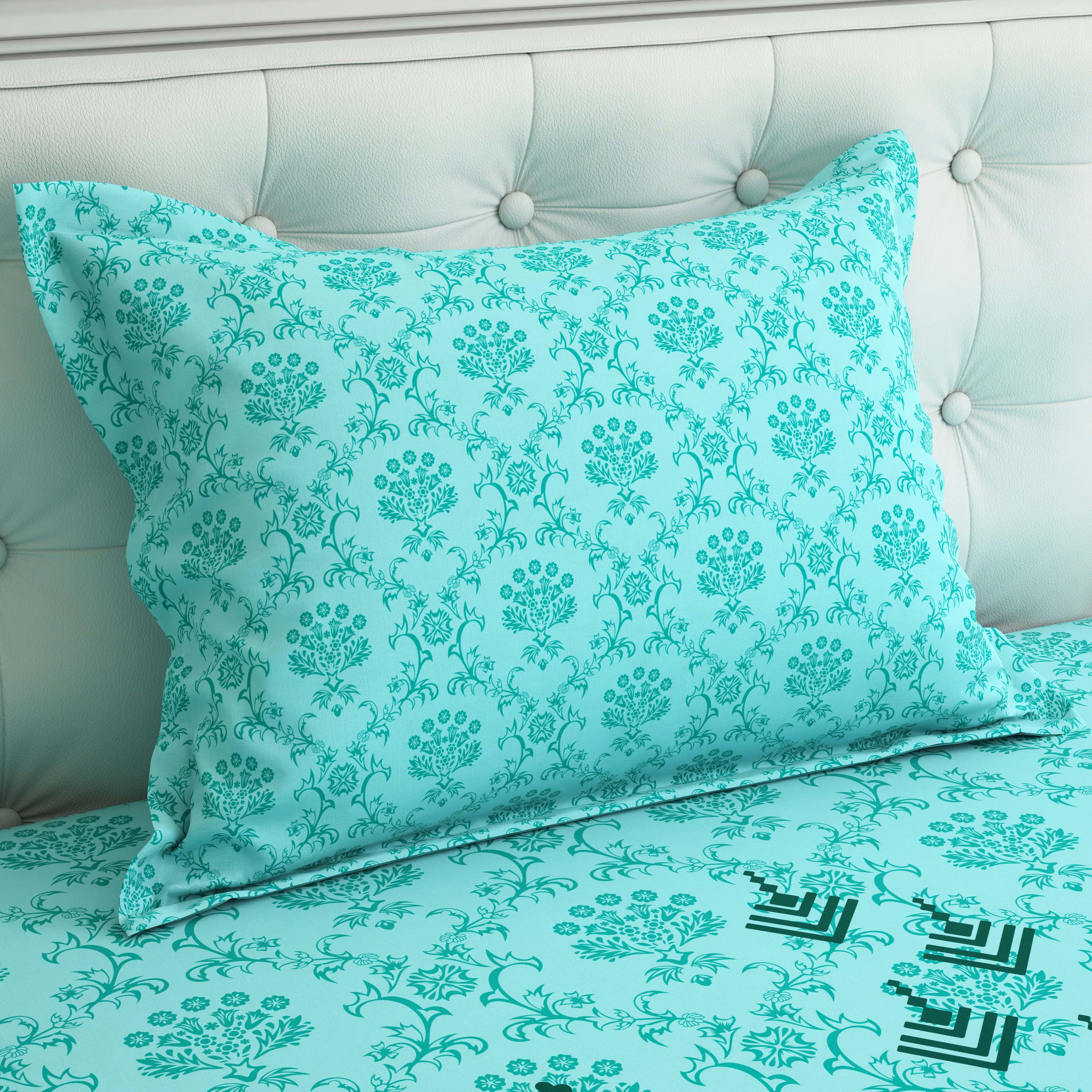 Xara Ferozi Floral Geometric Bed Sheet Set - 7999-8000