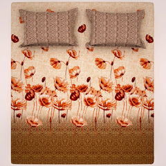 Xara Peach Floral Bed Sheet Set - 8028-8029