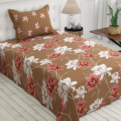 Xara Brown Floral Bed Sheet Set - 8034-8051