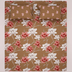 Xara Brown Floral Bed Sheet Set - 8034-8051