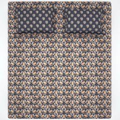 Xara Brown/Grey Geometric Flower Snowflake Bed Sheet Set - 8041-8056