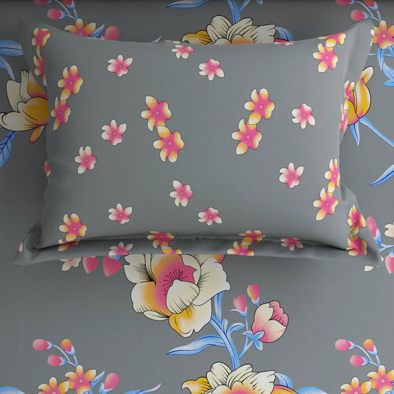 Xara Floral Grey Bed Sheet Set - 8043-8065