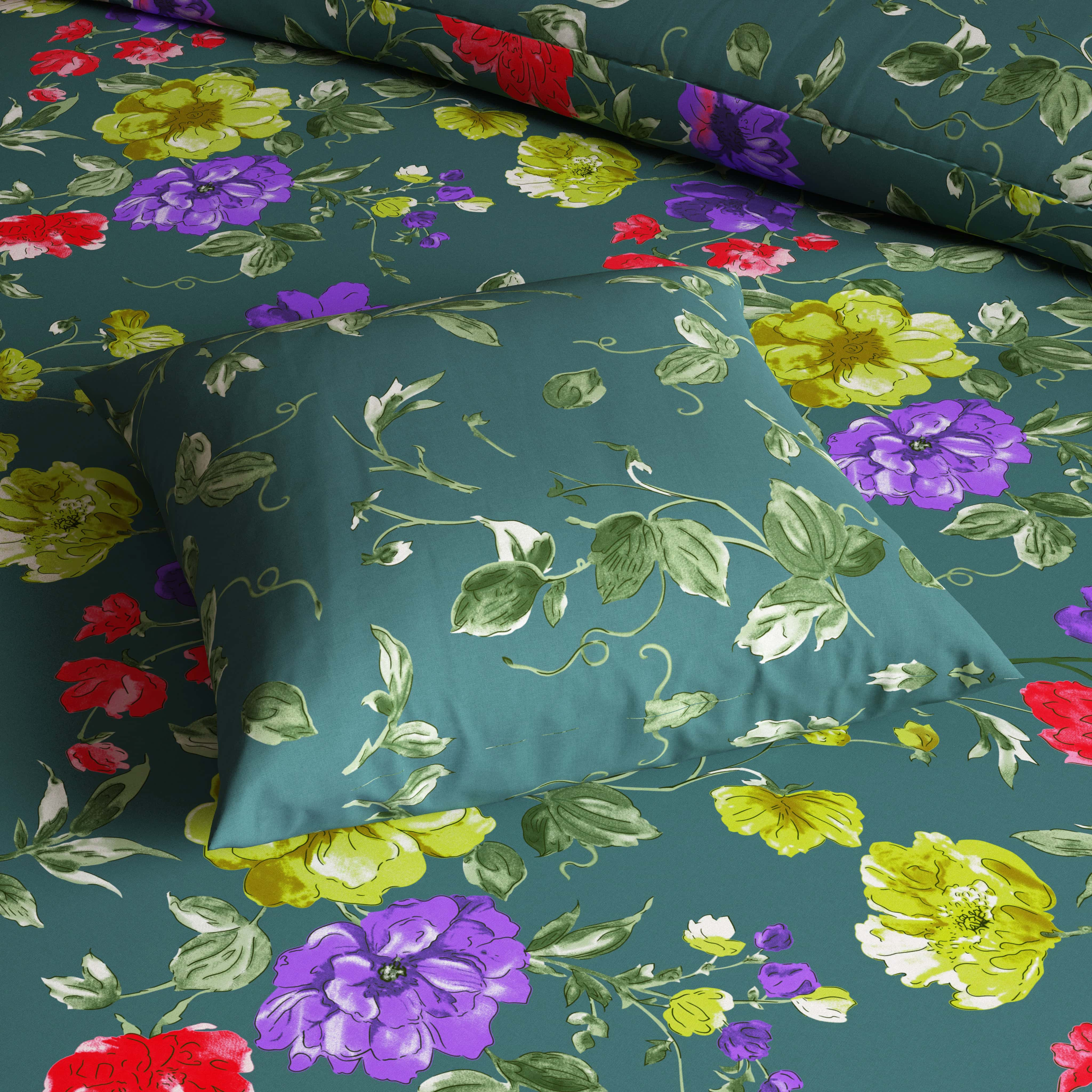 Xara Teal Floral Quilt Cover Set - 8094