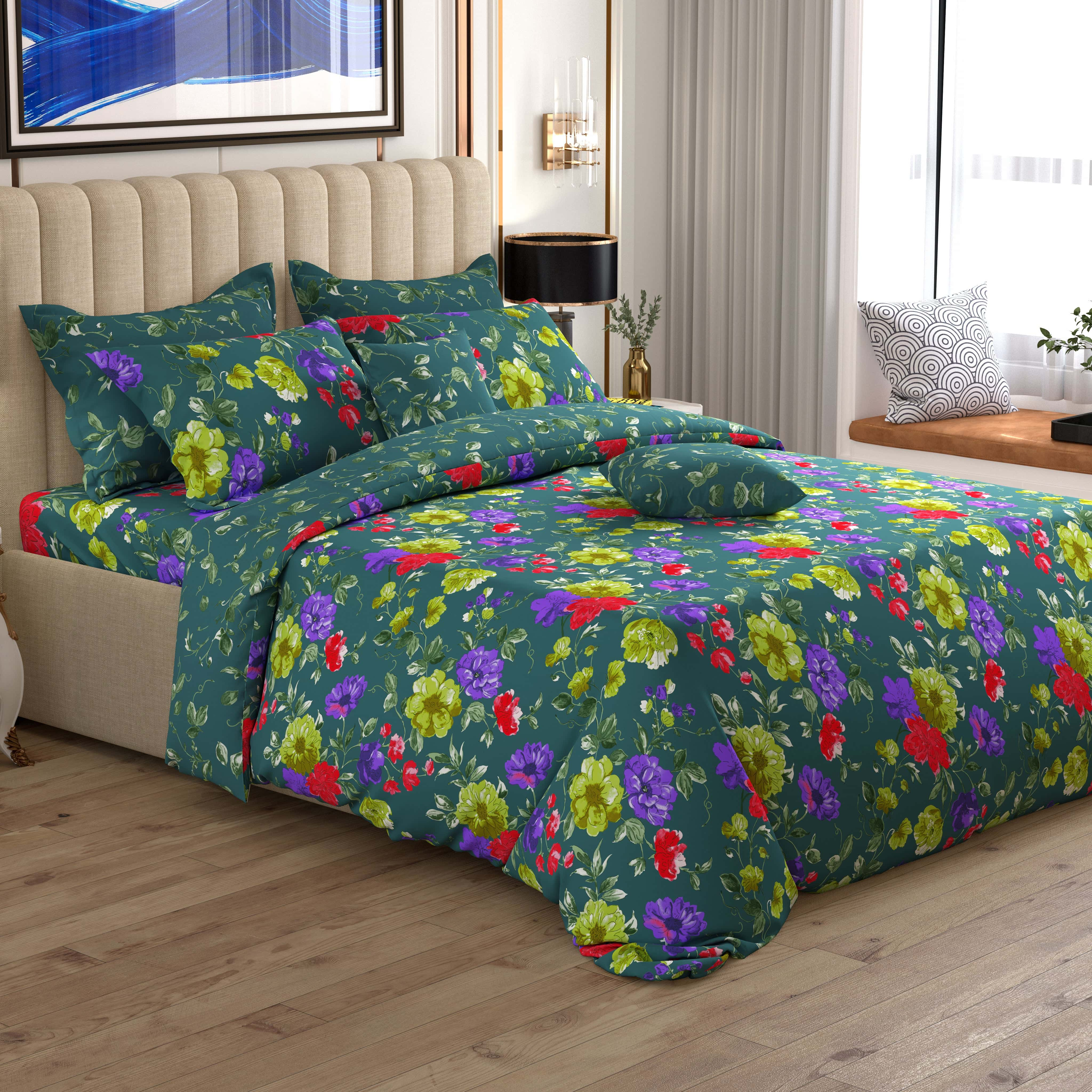 Xara Teal Floral Quilt Cover Set - 8094