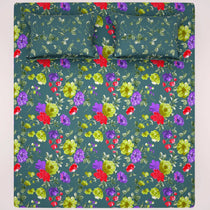 Xara Green Floral Bed Sheet Set
