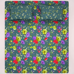 Xara Green Floral Bed Sheet Set - 8094-8099