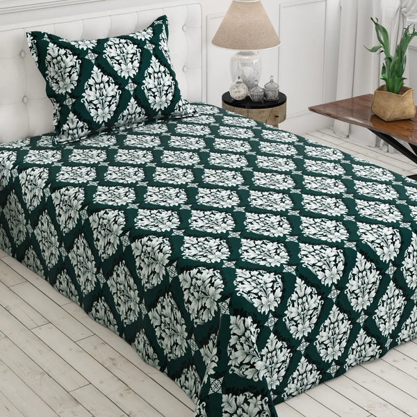 EMERALD SCROLL SATEEN BED SHEET SET