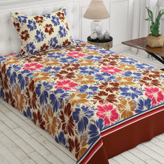 Xara Light Fawn Floral Bed Sheet Set - 8213-8214