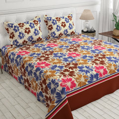 Xara Light Fawn Floral Bed Sheet Set - 8213-8214