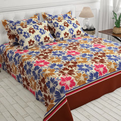 Xara Light Fawn Floral Bed Sheet Set - 8213-8214