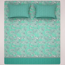 Xara Sage Green Leafy Bed Sheet Set - 8263-8264