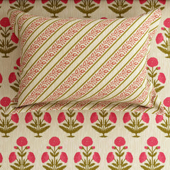 Xara Light Beige Floral Bunch Bed Sheet Set with Diagonal Lines - 8269-8270