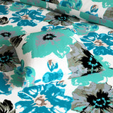 Blue Floral Sateen Quilt Cover Set - 8315