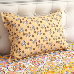 Xara Cream Paisley Geometric Grid Bed Sheet Set - 8371-72