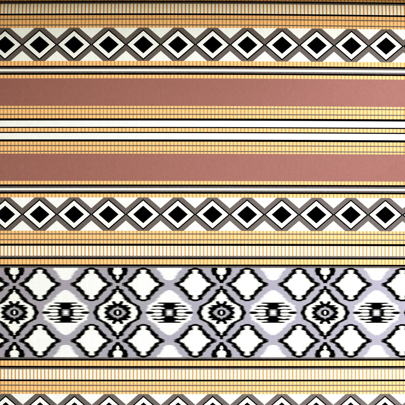 Xara Brown Striped Geometric Grid Bed Sheet Set - 8386-87