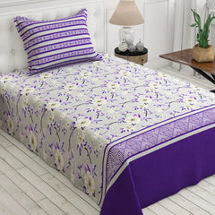 Xara Grey Floral Stripe Bed Sheet Set - 8394-95