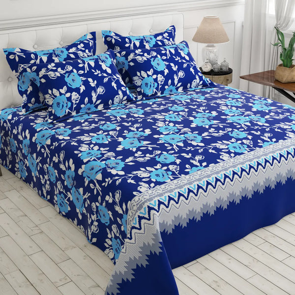 MARINE FLOWER SATEEN BED SHEET SET