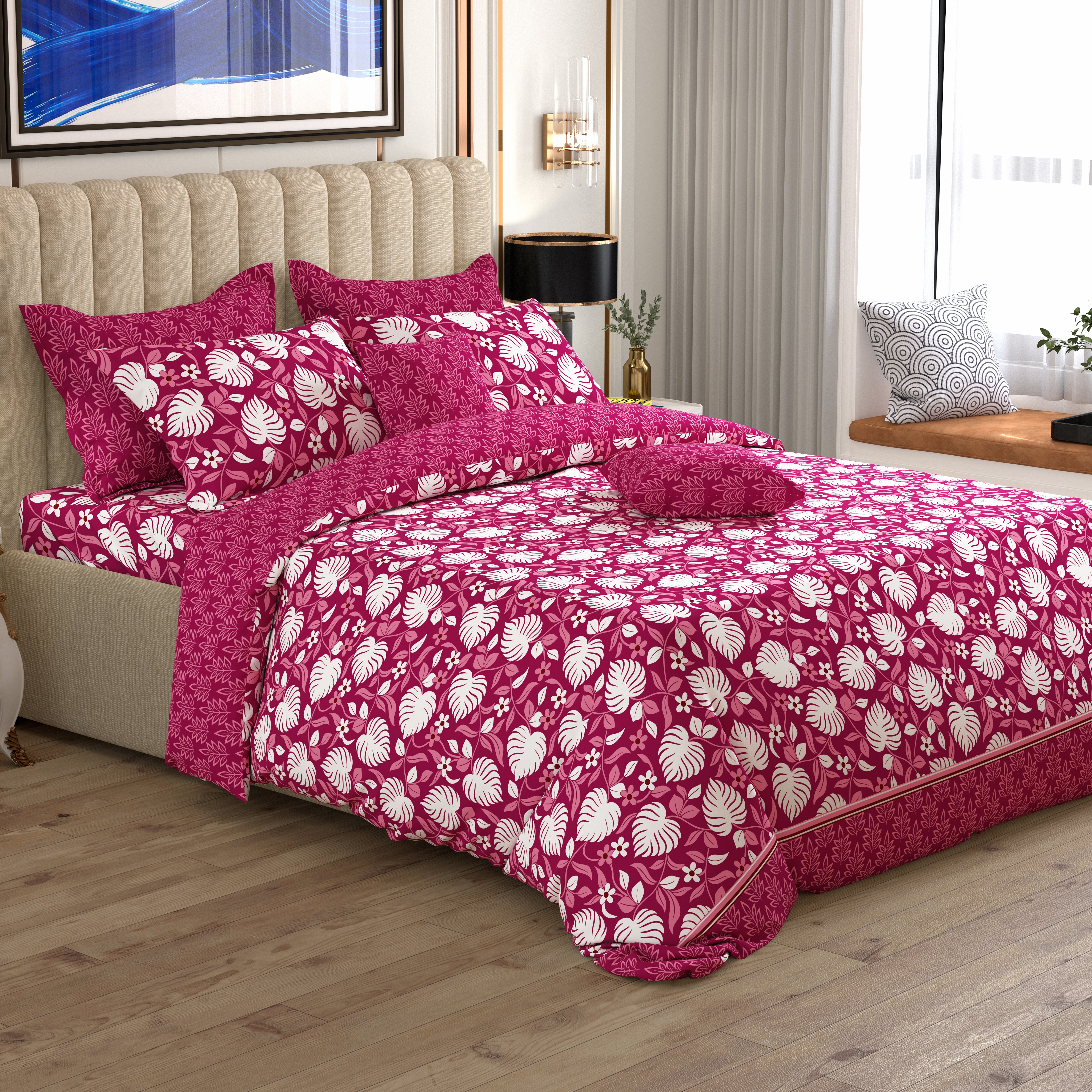 Xara 8 pcs king reversible quilt cover set bedsheet 8462-63