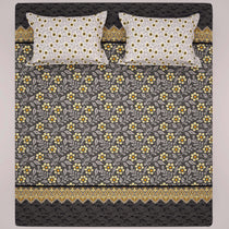 Xara Grey Floral Stripe Bed Sheet Set