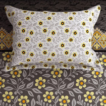 Xara Grey Floral Stripe Bed Sheet Set