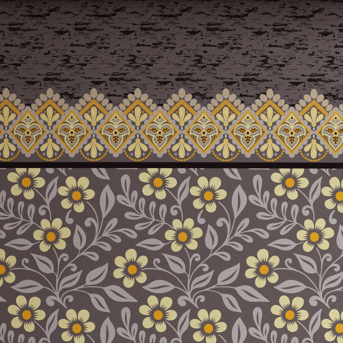 Xara Grey Floral Stripe Bed Sheet Set