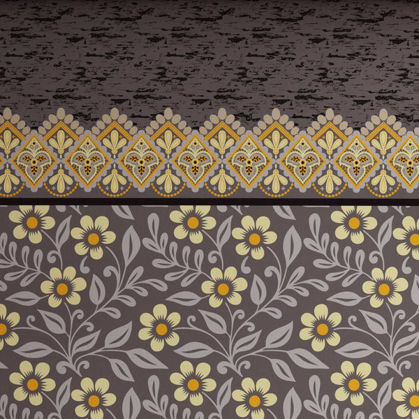 Xara Grey Floral Stripe Bed Sheet Set