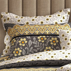 GREY FLORAL Xara 8 Pcs King Reversible Quilt Cover Set Bedsheet