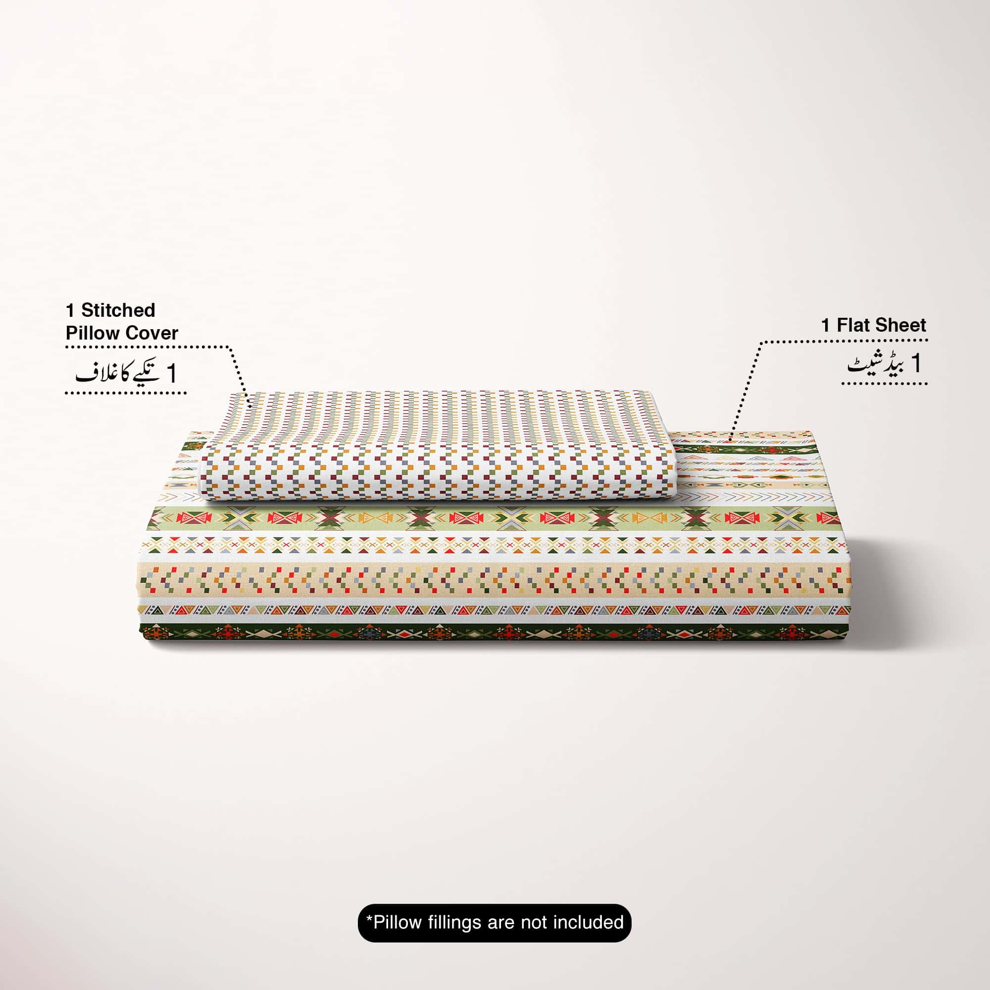 Xara Cream Striped Bed Sheet Set - 8486-91