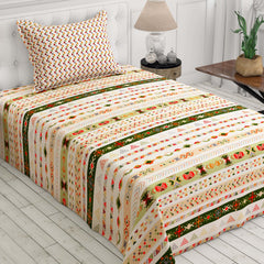 Xara Cream Striped Bed Sheet Set - 8486-91