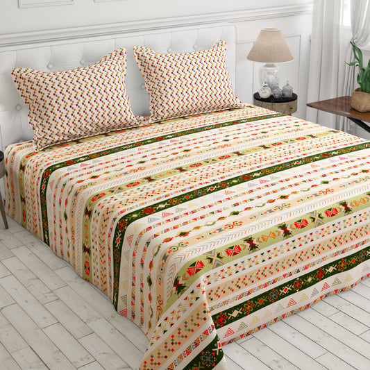 Xara Cream Striped Bed Sheet Set - 8486-91