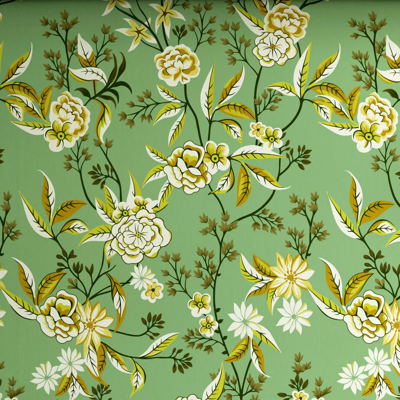 Xara Green Floral Bed Sheet Set with Striped Border - 8496-97