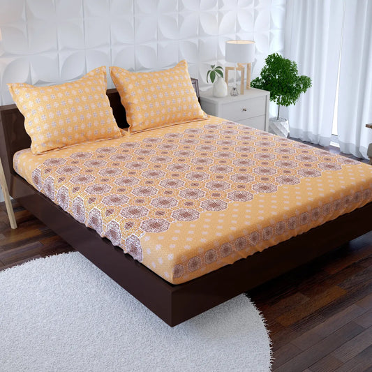 Xara Yellow Geometric Fitted Bed Sheet Set - 8507-08