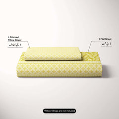 Xara Yellow Floral Striped Bed Sheet Set - 8539-40