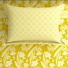 Xara Yellow Floral Striped Bed Sheet Set - 8539-40